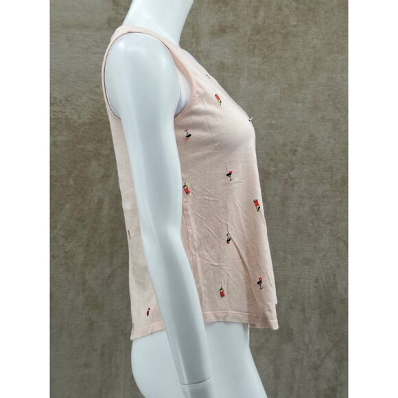 A New Day Tank Top Womens Small Peach Sleeveless Embroidered Drinks Summer Beach - Picture 3 of 9